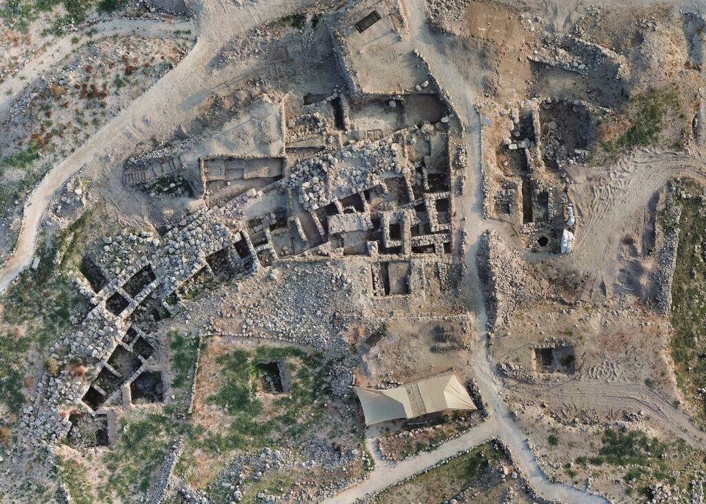 An aerial view of the excavated remains at Shiloh